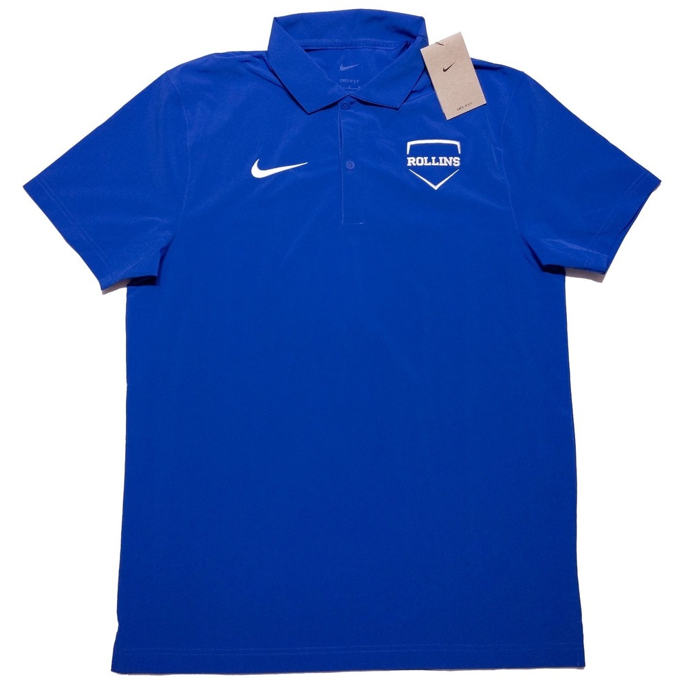 NIKE Rollins College Tars Baseball Polo Shirt Blue Medium M‎ ~ New